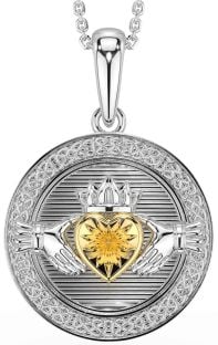 Gold Silver Celtic Claddagh Necklace