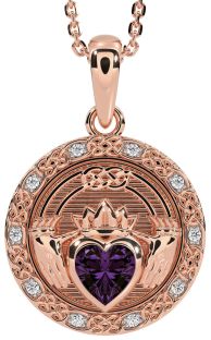 Trandafir alexandrit diamant Colier Claddagh celtic din aur