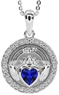 Diamante Safira Prata céltico Claddagh Colar