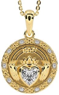 Diamond Gold Celtic Claddagh Necklace