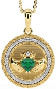 Diamond Emerald Gold Silver Claddagh Celtic Trinity Knot Necklace