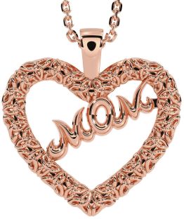 Rose Gold Silver Celtic Trinity Knot Heart Mom Necklace