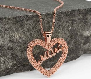 Rose Gold Silver Celtic Trinity Knot Heart Mom Necklace