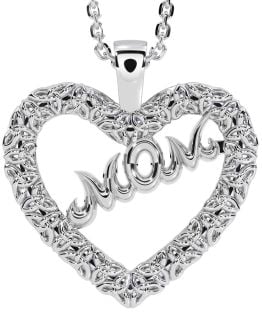 Silver Celtic Trinity Knot Heart Mom Necklace