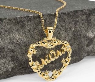 Ouro Prata Claddagh Coração Mãe Colar