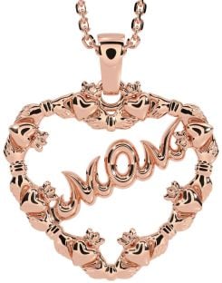 Rose Gold Claddagh Heart Mom Necklace