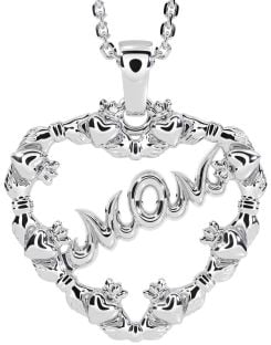 Silver Claddagh Heart Mom Necklace