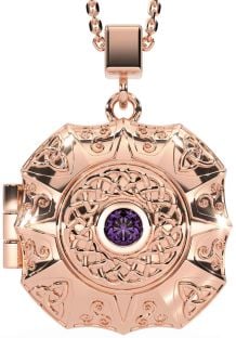 Alexandrite Rose Gold Silver Celtic Trinity Knot Locket Necklace