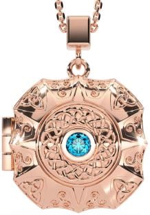 Topaz Rose Gold Silver Celtic Trinity Knot Locket Necklace