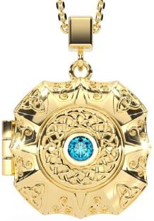 Topaz Gold Silver Celtic Trinity Knot Locket Necklace