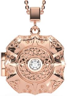 Diamond Rose Gold Celtic Trinity Knot Locket Necklace