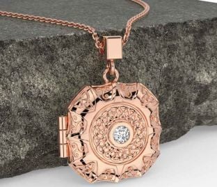 Diamond Rose Gold Celtic Trinity Knot Locket Necklace