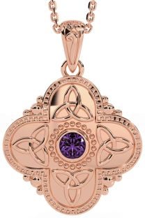 Alexandrite Rose Gold Silver Celtic Trinity Knot Warrior Necklace