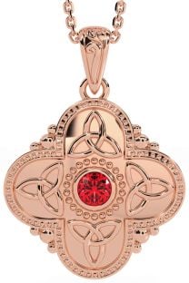 Ruby Rose Gold Silver Celtic Trinity Knot Warrior Necklace