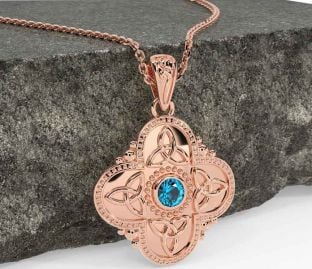 Topaz Rose Gold Silver Celtic Trinity Knot Warrior Necklace