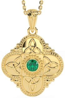 Emerald Gold Silver Celtic Trinity Knot Warrior Necklace