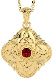 Garnet Gold Silver Celtic Trinity Knot Warrior Necklace