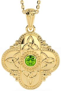 Peridot Gold Silver Celtic Trinity Knot Warrior Necklace