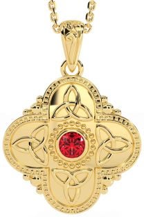 Ruby Gold Silver Celtic Trinity Knot Warrior Necklace