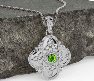 Peridot Silver Celtic Trinity Knot Warrior Necklace