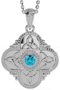 Topaz Silver Celtic Trinity Knot Warrior Necklace