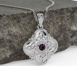 Alexandrite White Gold Celtic Trinity Knot Warrior Necklace
