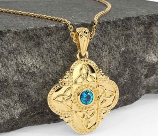 Topaz Gold Celtic Trinity Knot Warrior Necklace