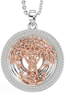 Rose Gold Silver Celtic Tree of Life Necklace