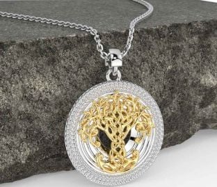 Gold Silver Celtic Tree of Life Necklace