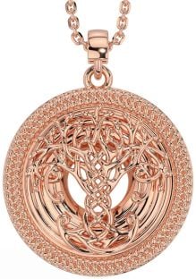 Rose Gold Silver Celtic Tree of Life Necklace