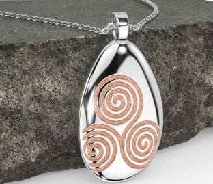 White Rose Gold Celtic Necklace
