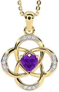 Diamond Amethyst Gold Silver Celtic Necklace