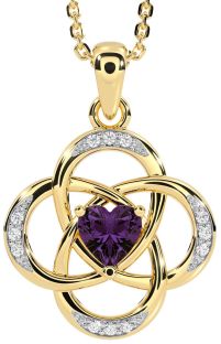 Diamond Alexandrite Gold Silver Celtic Necklace