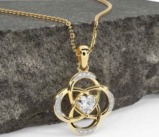 Diamond Gold Silver Celtic Necklace