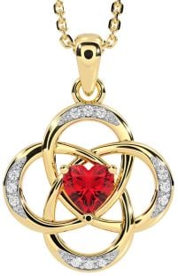 Diamond Ruby Gold Silver Celtic Necklace