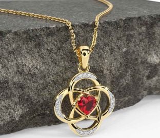 Diamond Ruby Gold Silver Celtic Necklace