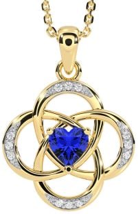 Diamond Sapphire Gold Silver Celtic Necklace