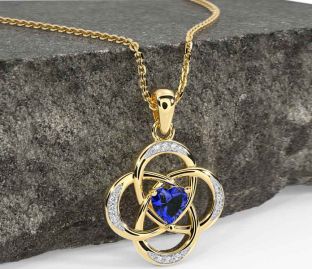 Diamond Sapphire Gold Silver Celtic Necklace