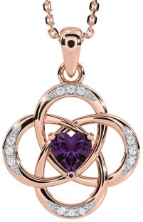 Diamond Alexandrite Rose Gold Celtic Necklace