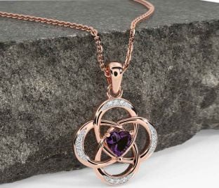 Diamond Alexandrite Rose Gold Celtic Necklace