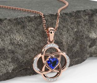 Diamond Sapphire Rose Gold Celtic Necklace