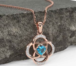 Diamond Topaz Rose Gold Celtic Necklace