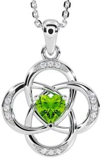 Diamant Peridot Sølv Celtic Halskjede