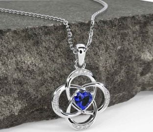 Diamond Sapphire Silver Celtic Necklace