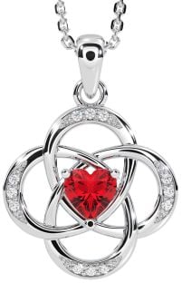 Diamond Ruby White Gold Celtic Necklace