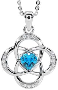 Diamond Topaz White Gold Celtic Necklace