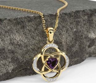 Diamond Alexandrite Gold Celtic Necklace