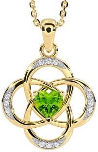 Diamond Peridot Gold Celtic Necklace