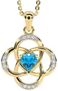 Diamond Topaz Gold Celtic Necklace