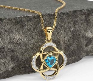 Diamond Topaz Gold Celtic Necklace